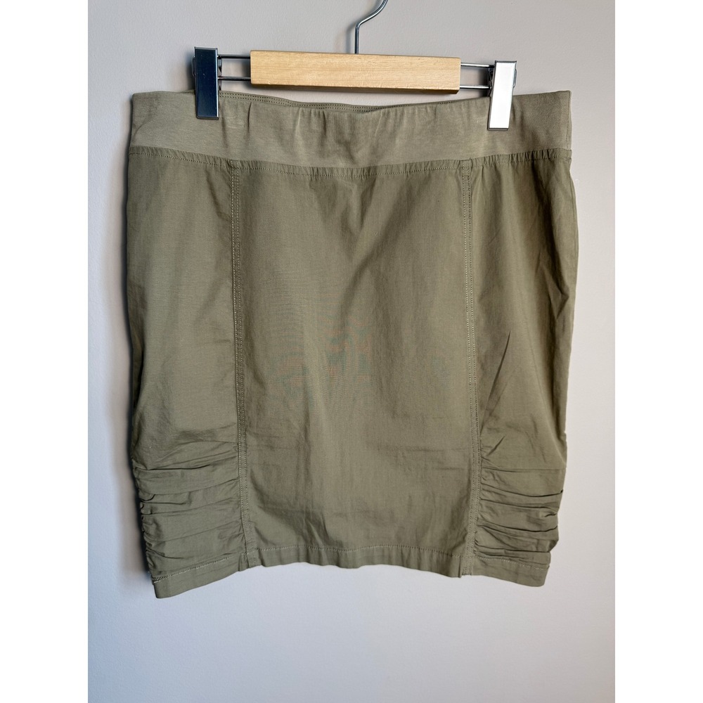 XCVI Ruched Side Mini Skirt M Olive Green Stretch Gorpcore Utility Boho Y2K